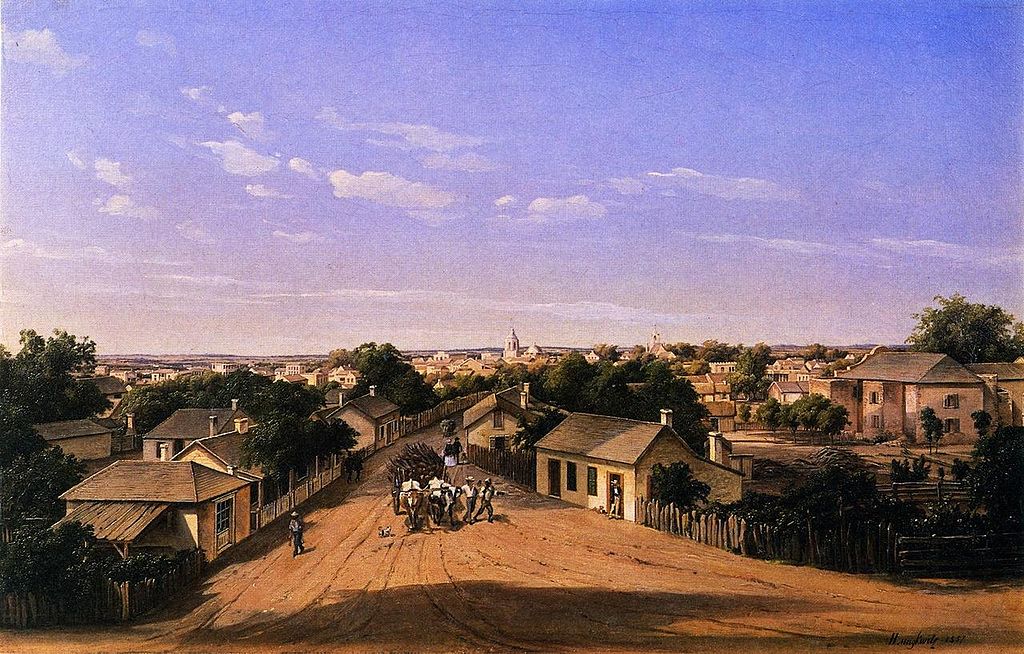 Hermann Lungkwitz - Crockett Street Looking West, San Antonio de Bexar - 1857
